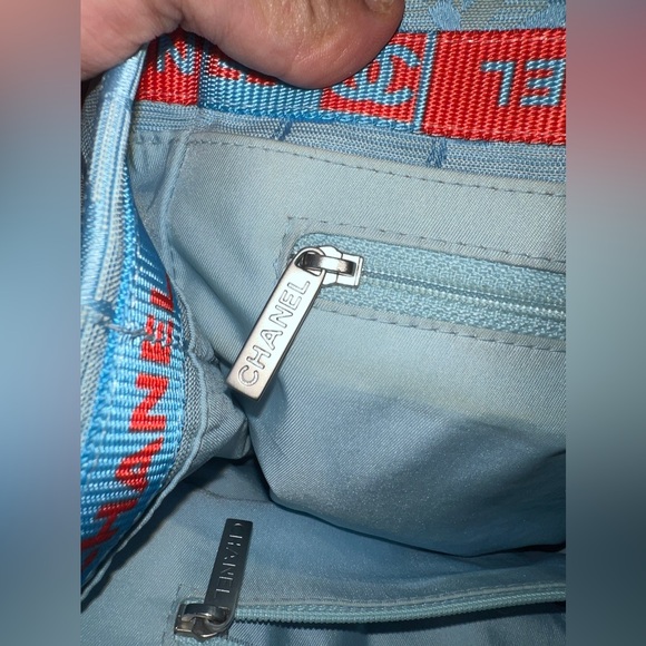 Authentic Chanel Travel Line light Blue Jacquard Nylon tote, with auth card - Picture 11 of 17